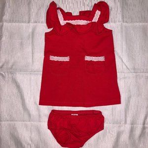 Janie and Jack red top with bloomers 6-12m